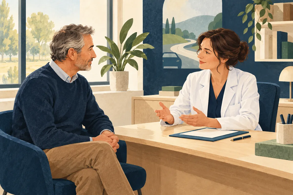 Un conducteur échange avec un médecin lors du rendez-vous